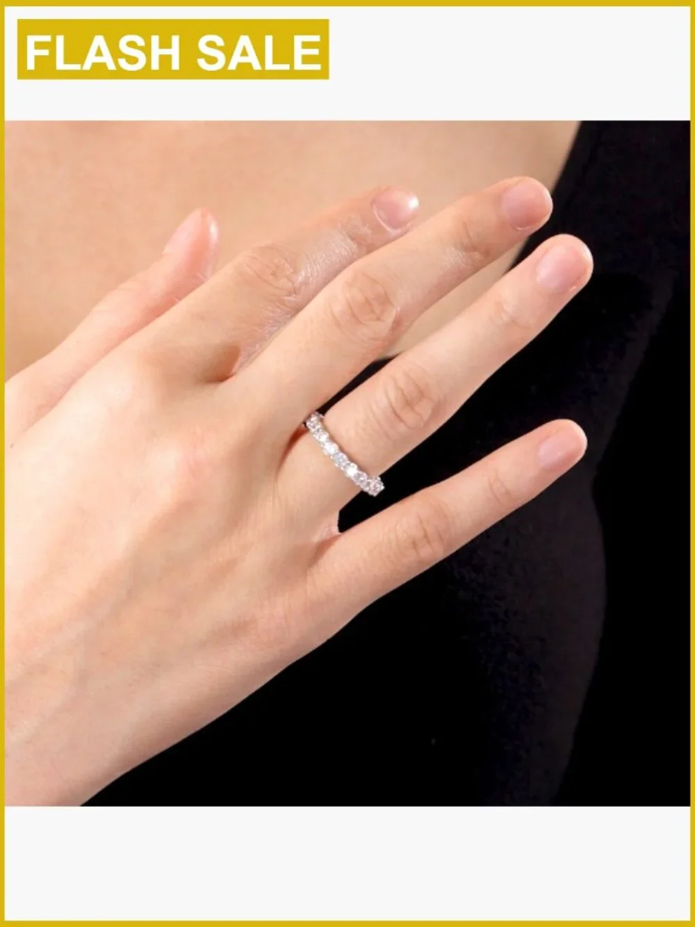 Sterling Silver Cubic Zirconia Eternity Band Ring Size 7 2ct